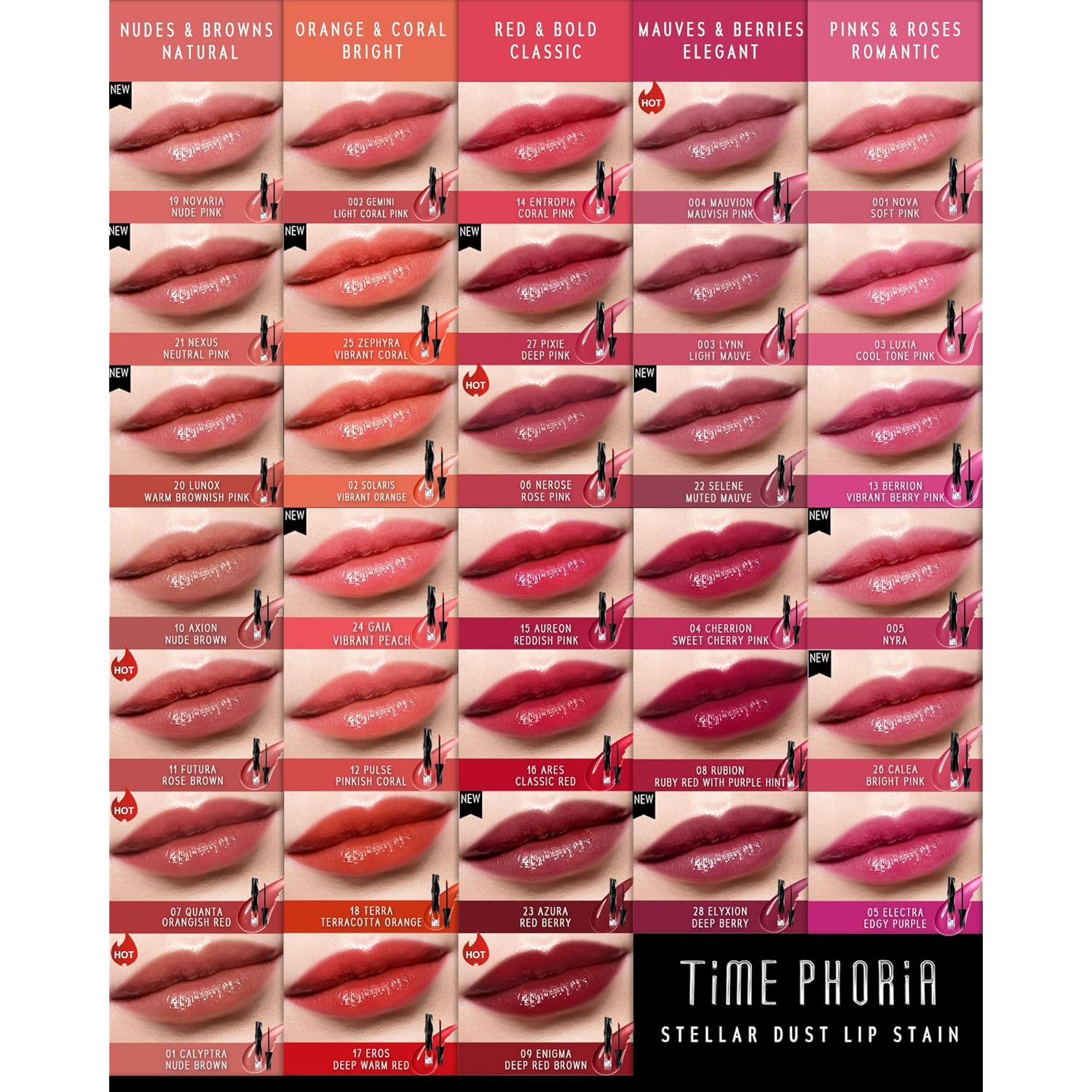 Stellar Dust Lip Stain 01 Calyptra, Transfer-Proof & Smudge-Proof Lip Gloss, Nude Brown Tinted Glossy Finish, High-Pigment Vibrant Color, Hydrating Lightweight Long-Lasting Lip Makeup