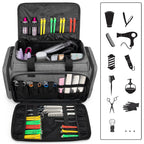 Large Capacity Hairdresser Bag With Adjustable Dividers, Travel Barber Case Holds Various Hair Cutting Tools (No Accessories), Gray