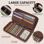 APHISON Wallet Women Large Capacity Clutch Purse For Ladies Card Holder RFID Wristlet Phone Zipper Coin Travel Pocket