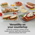 Hamilton Beach Panini Press Sandwich Maker & Electric Indoor Grill with Locking Lid, Opens Wide to Fit Any Thickness for Quesadillas, Burgers & More, Nonstick 8" x 10" Grids, Chrome (25460MNA)