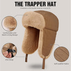Winter Hat for Men Women Trapper Hat with Ear Flaps, Windproof Russian Trooper Hat for Cold Weather Hunting Skiing