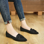 Hiulycence Flats For Womens Pointed Toe Ballet Flats With Bow Comfortable Knit Dressy Flats