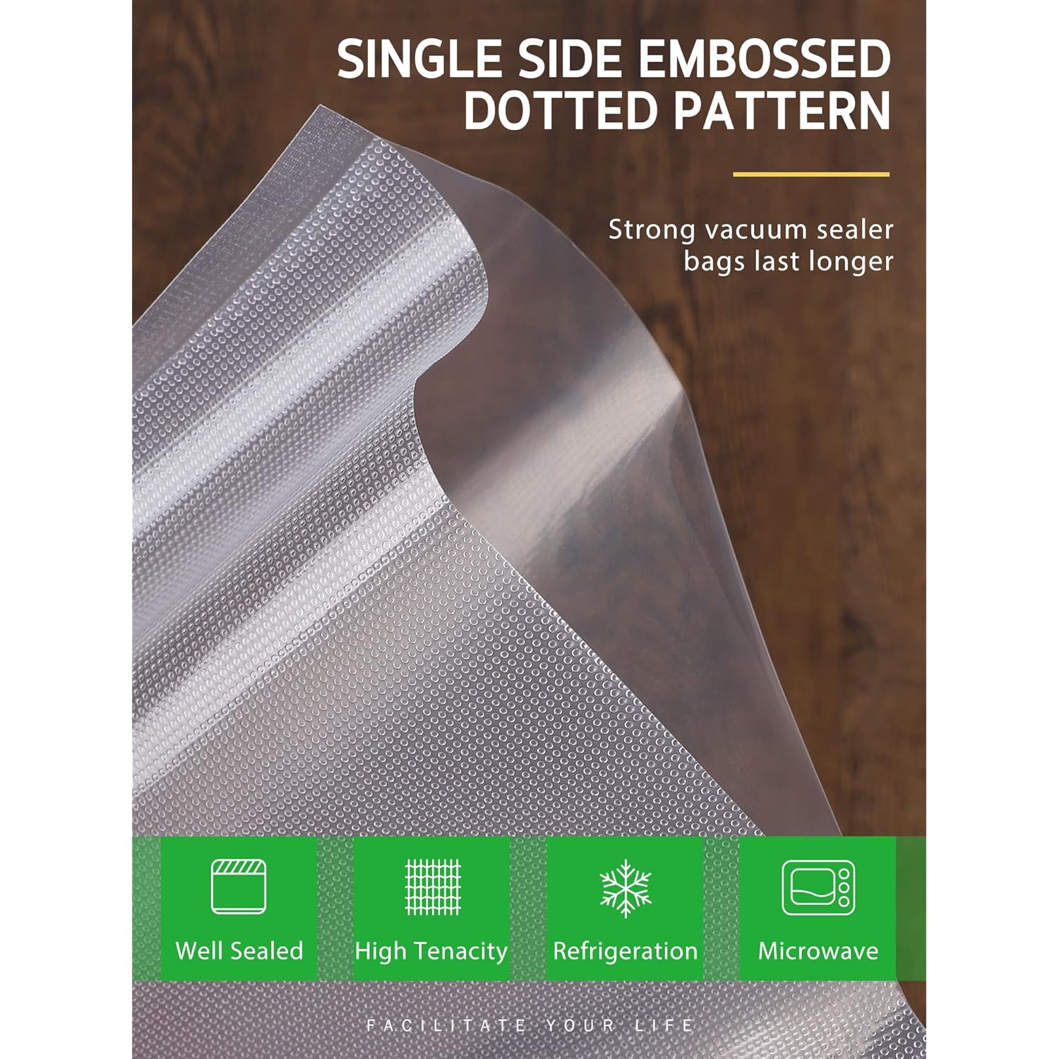 Syntus Vacuum Sealer Bags, 6 Pack 3 Rolls 11" x 20' and 3 Rolls 8" x 20' Commercial Grade BPA Free Bag Rolls, Food Vac Bags for Storage, Meal Prep or Sous Vide