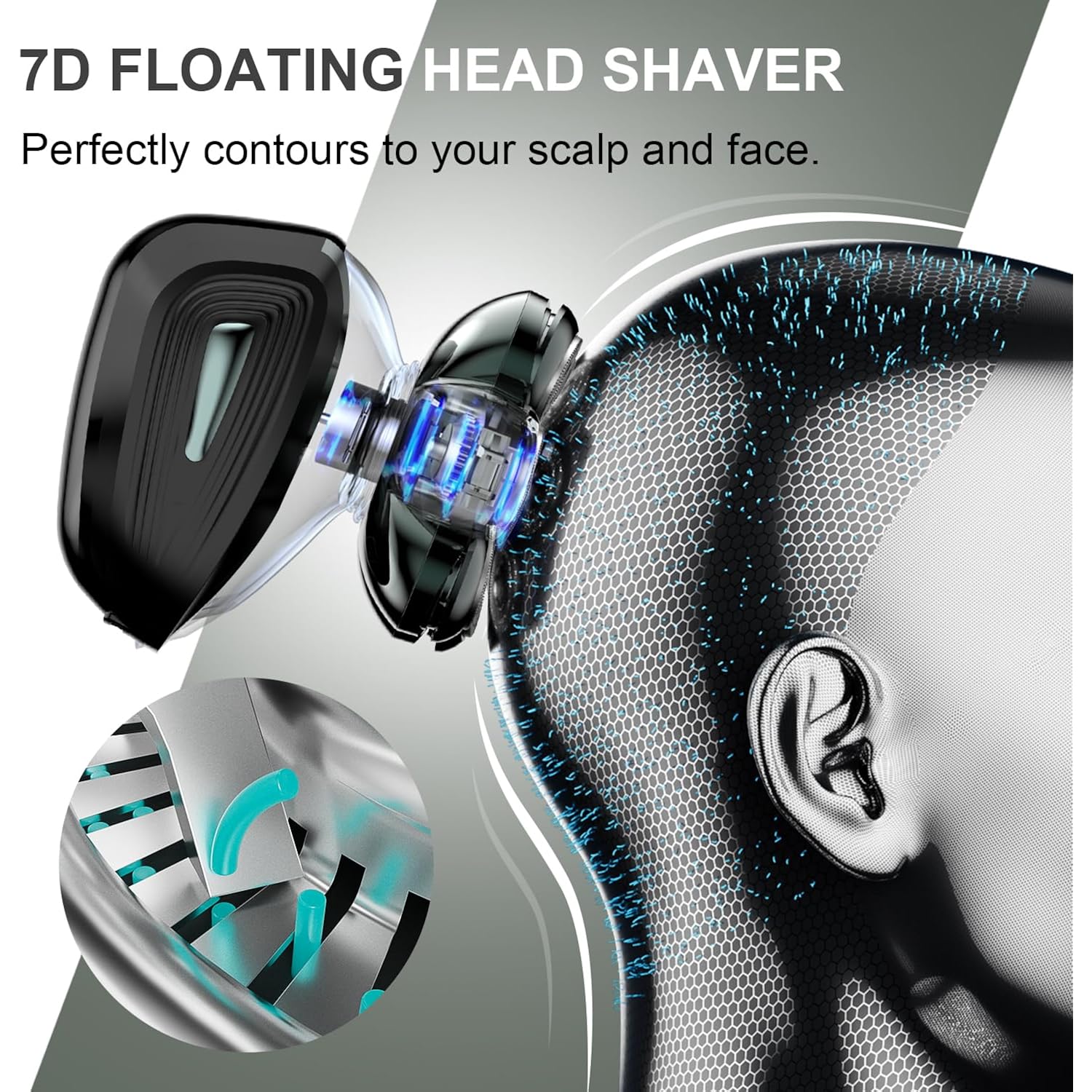 Cyruzi Head Shavers for Bald Men: 7D Floating Electric Razor with Magnetic Removable Head, IPX7 Waterproof Wet or Dry Shaver, LED Display & Type-C Fast Charging