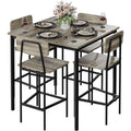 Kitchen Table And Chairs Of 4, 5 Piece Dining Table Set, Sturdy Industrial Space Saving Dinette Set For Pub, Family Dinners, Apartment, Gray