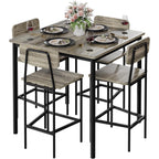 Kitchen Table And Chairs Of 4, 5 Piece Dining Table Set, Sturdy Industrial Space Saving Dinette Set For Pub, Family Dinners, Apartment, Gray
