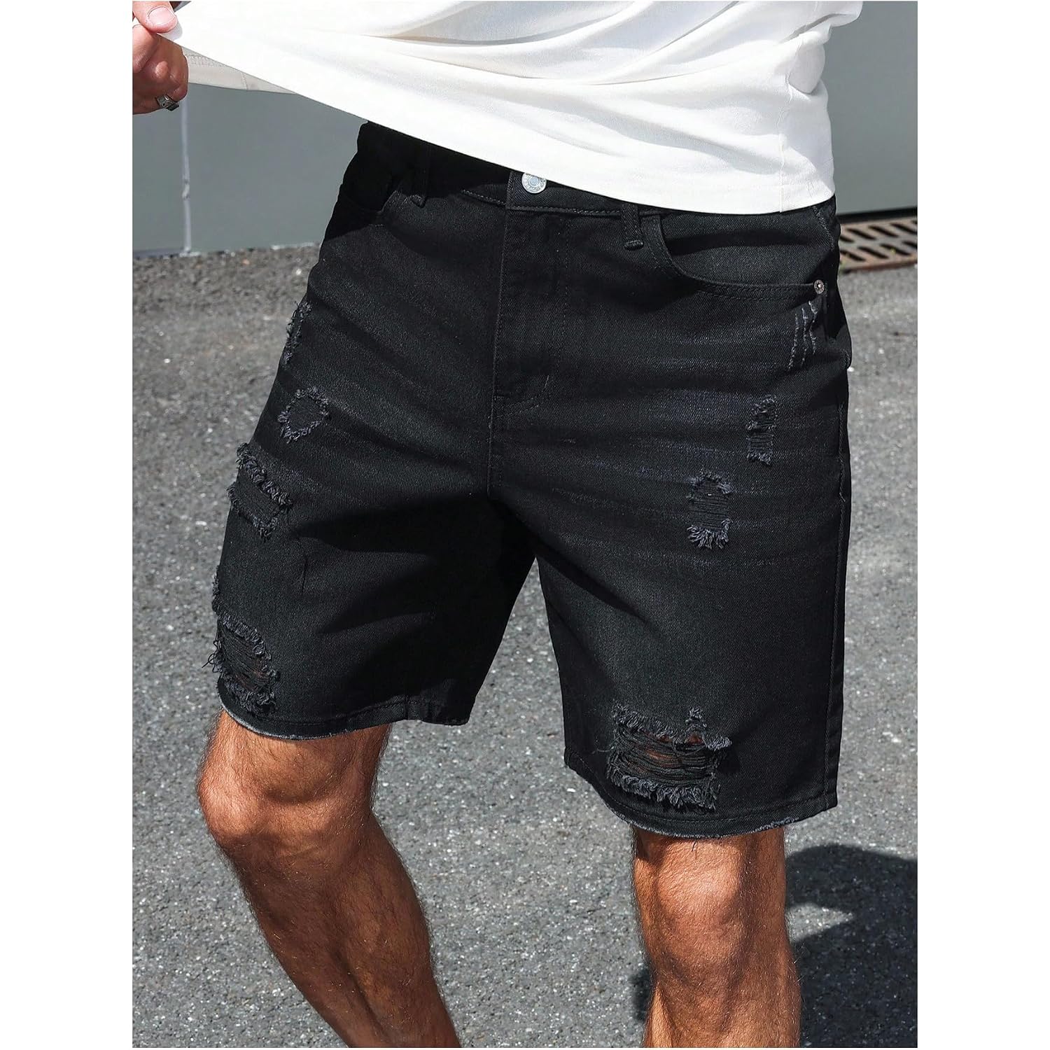 Verdusa Men'S Jorts Ripped Denim Shorts Baggy Jean Vintage Summer Denim Shorts