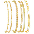 Mothers Day Gifts for Mom Gold Bracelets for Women Waterproof, 14K Gold Plated Jewelry Sets Trendy Thin Dainty Stackable Cuban Link Paperclip Chain Bracelet Pack Fashion Accessories Gifts for Womens