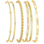 Mothers Day Gifts for Mom Gold Bracelets for Women Waterproof, 14K Gold Plated Jewelry Sets Trendy Thin Dainty Stackable Cuban Link Paperclip Chain Bracelet Pack Fashion Accessories Gifts for Womens