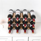 Countertop Wine Rack - 12 Bottle Freestanding Wine Bottle Holder Stand - 3 Tier Wooden Wine Storage Rack - Wavy Wine Organizer For Cabinet Pantry Home Kitchen Bar