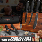 Butcher Knife Set - Non-Slip Skinning Knife Set With Roll Bag, Professional Game Processing Knives Sets - Butcher & Skinning Boning Knives With German Stainless Steel, Gift For Men