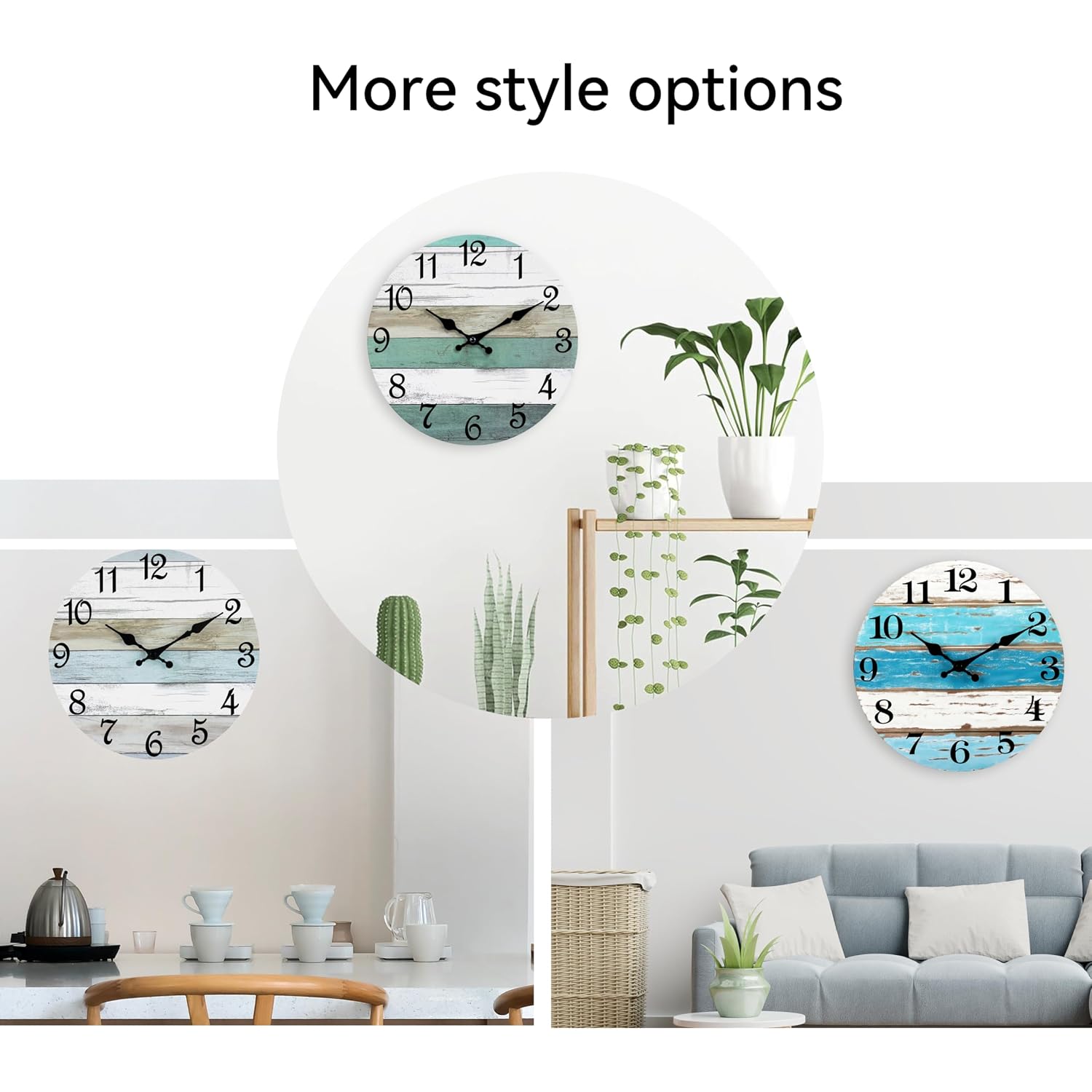 Wall Clock, Silent Non Ticking Battery Operated, Rustic Coastal Country Clock Decorative For Bathroom Kitchen Bedroom 8