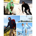 Sun Shirt Upf 50+ Men'S Fishing Long Sleeve Uv Protection Hoodie Hiking Rash Guard Swimming Running