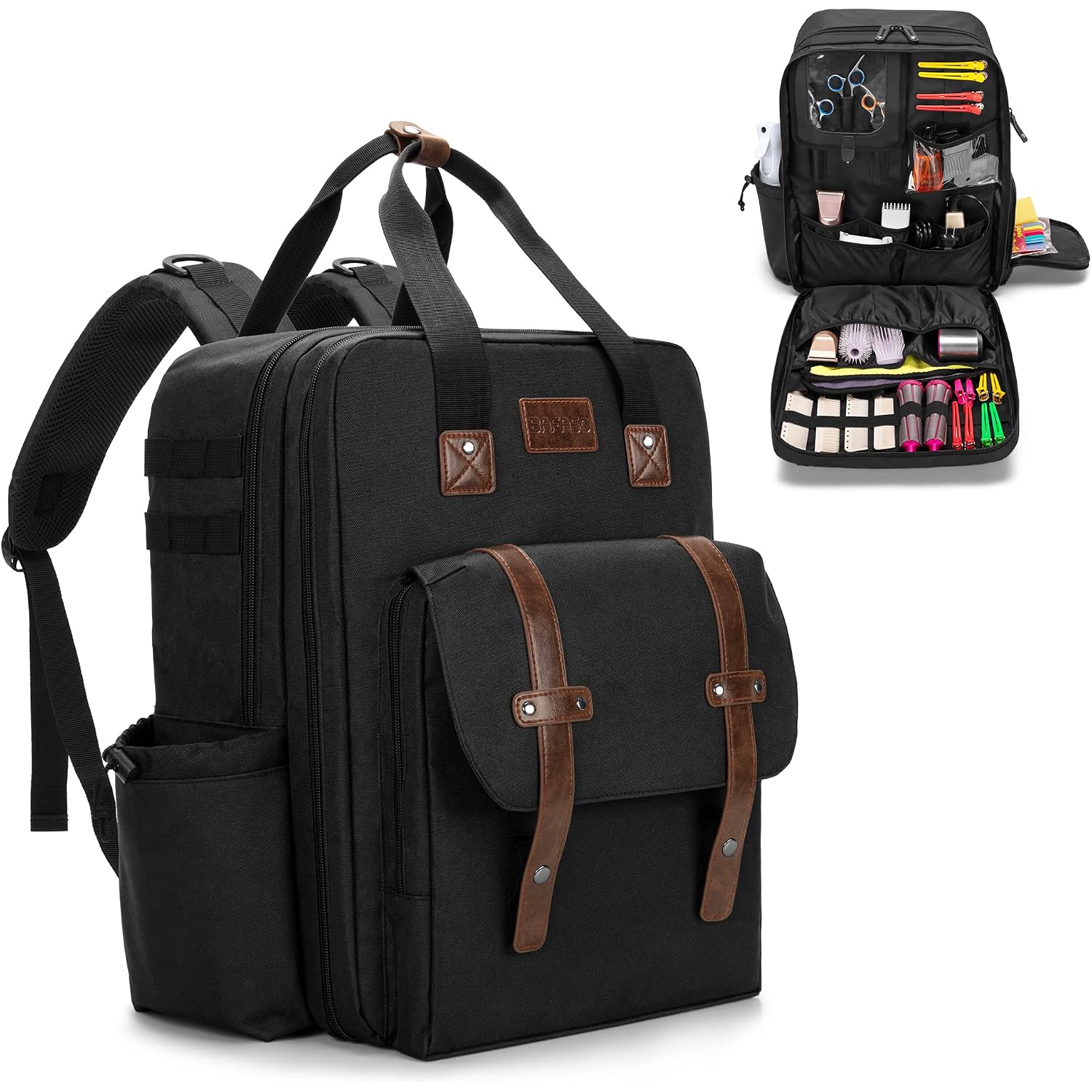 Large Capacity Barber Case, Travel Hairdresser Bag Holds Various Hair Cutting Tools, Black