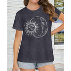 T Shirts for Women Summer Short Sleeve Crewneck Casual Cute Graphic Basic Tees Tops 2026 A Deep Grey Moon