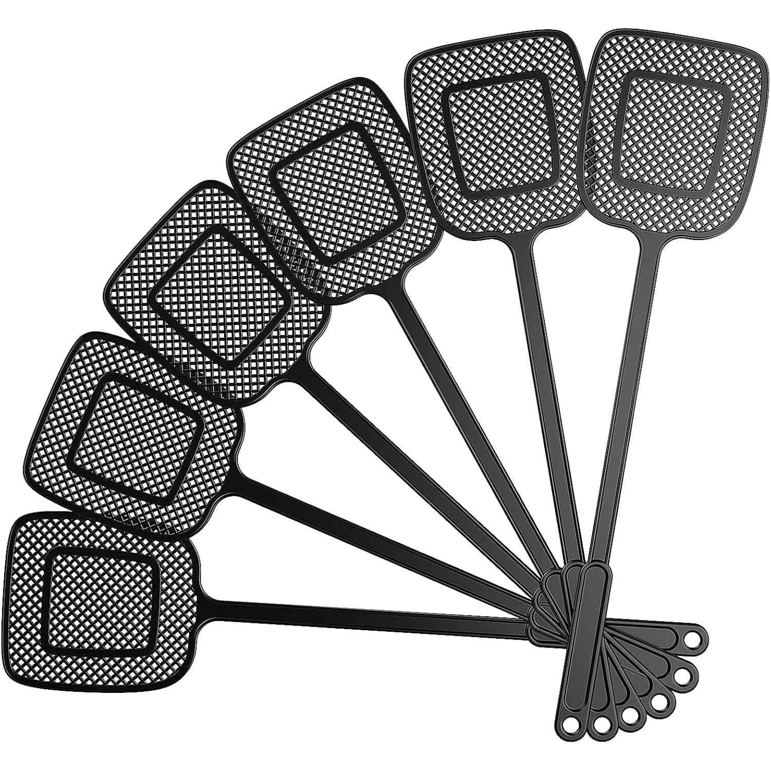 Mr.Siga Heavy Duty Long Handle Fly Swatter, Black, 6 Pack | Fly Swatter For Indoors, Manual Fly Killer, Bug Swatter