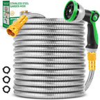 Garden Hose 50Ft, Flexible Stainless Steel Metal Water Hose With 10-Function Nozzle, No-Kink, Leak-Proof, Wear-Resistant, 3/4 Ght, Easy To Use And Store For Garden, Yard, Lawn, Outdoor