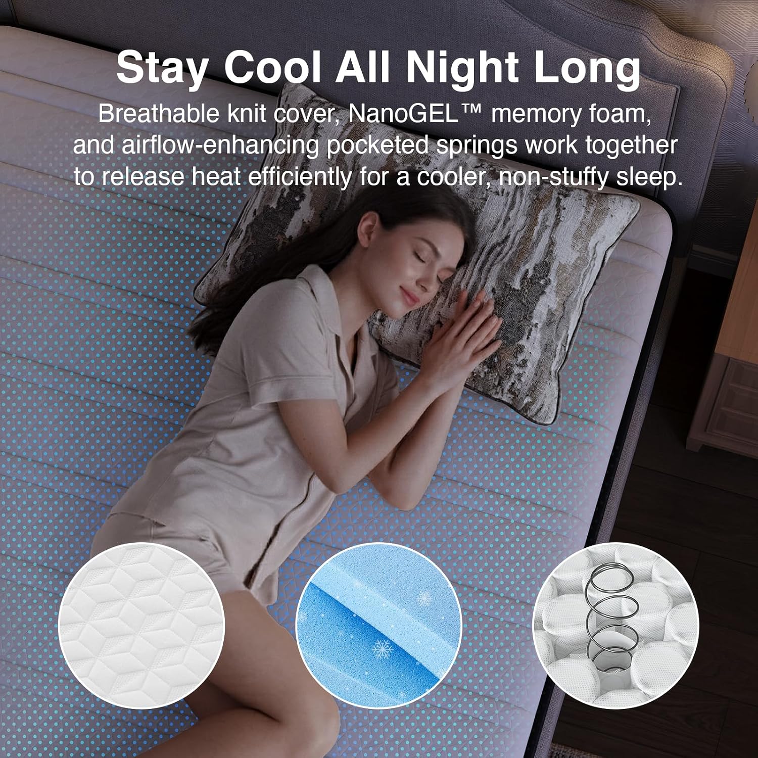 Novilla 12 Inch Queen Mattress, Cooling Queen Hybrid Mattress With Upgraded Individual Coils & Gel Memory Foam, Enhanced Support, Motion Isolation, Pressure Relief, Certipur-Us