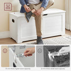 Vasagle Storage Chest, Storage Bench With 2 Safety Hinges, Farmhouse Style, 15.7 X 39.4 X 18.3 Inches, For Entryway, Bedroom, Living Room, Cloud White Ulsb061T10
