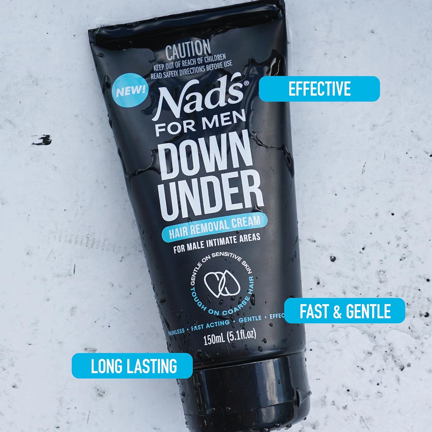 Nad's For Men Down Under Hair Removal Cream - Gentle Depilatory for Body, for Intimate areas, painless, soothing and suitable for all Skin and Hair types, Manscape 5.1 fl oz