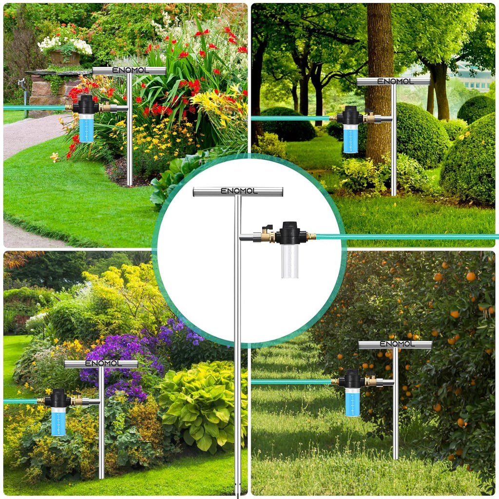 Stainless Steel Deep Root Tree Watering Tool,Root Feeder With Fertilizer Bottle Watering Wand Irrigation System Watering Stake,For Trees Bushes Shrubs Fruit Trees With Brass Valve T-Handle