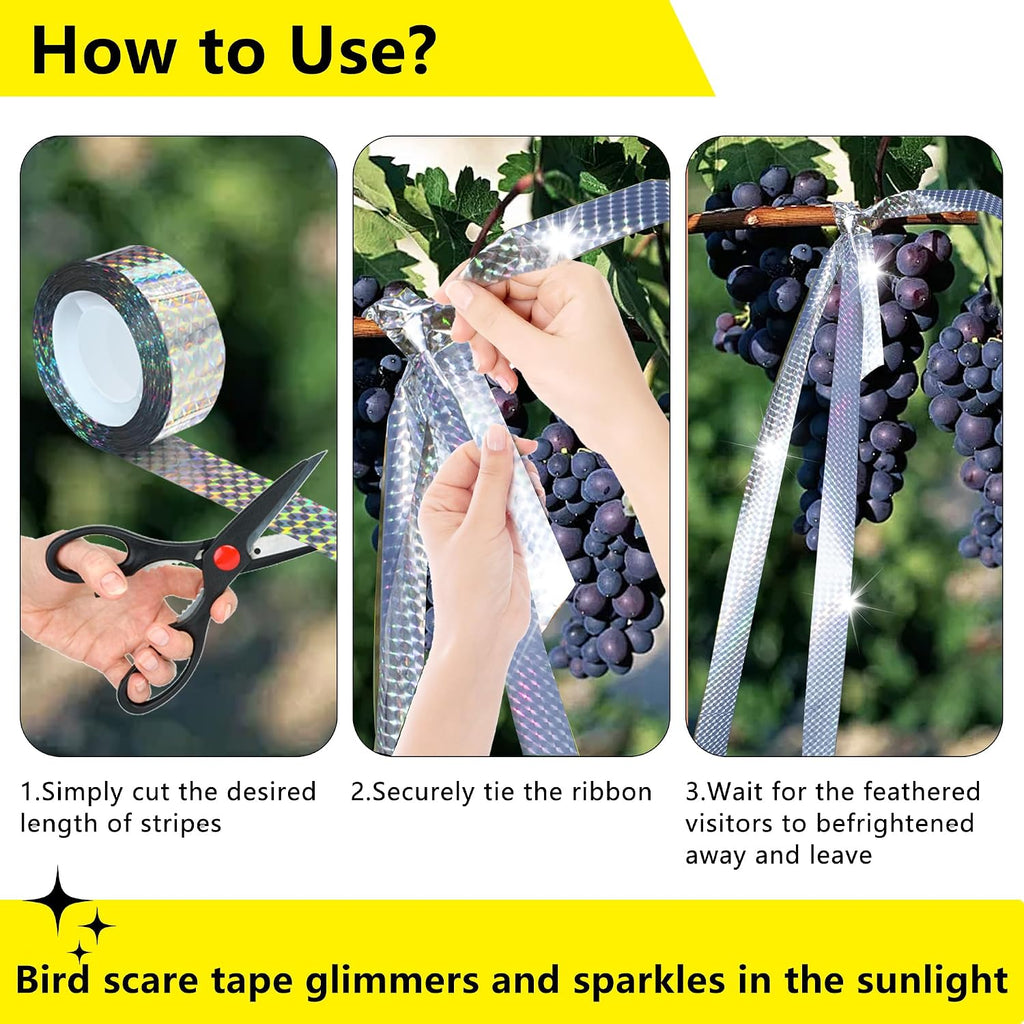 Bird Scare Reflective Tape, 262 Feet Per Roll, Double-Sided Reflective, For Repelling Sparrows And Woodpeckers, Suitable For Outdoor Use In Homes, Gardens, Farms, Orchards,Outdoor
