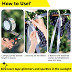 Bird Scare Reflective Tape, 262 Feet Per Roll, Double-Sided Reflective, For Repelling Sparrows And Woodpeckers, Suitable For Outdoor Use In Homes, Gardens, Farms, Orchards,Outdoor