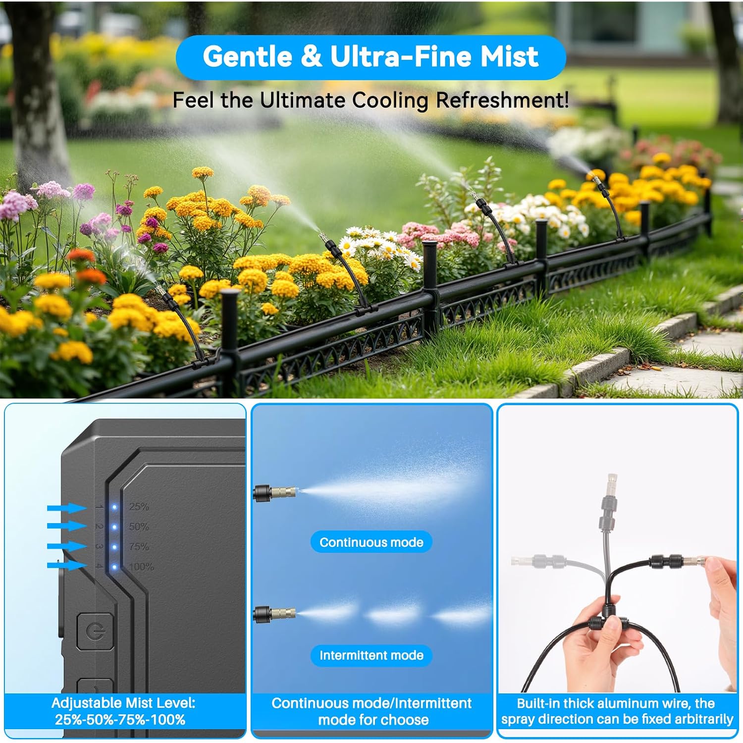 Portable Misting System For Outside Patio, Outdoor Water Cooling Mister With Battery Powered Pump (Max 8Hrs), 20L Bucket, 26Ft Hose, Patio Misters For Tailgating, Pasture, Camping, Canopy, Sport