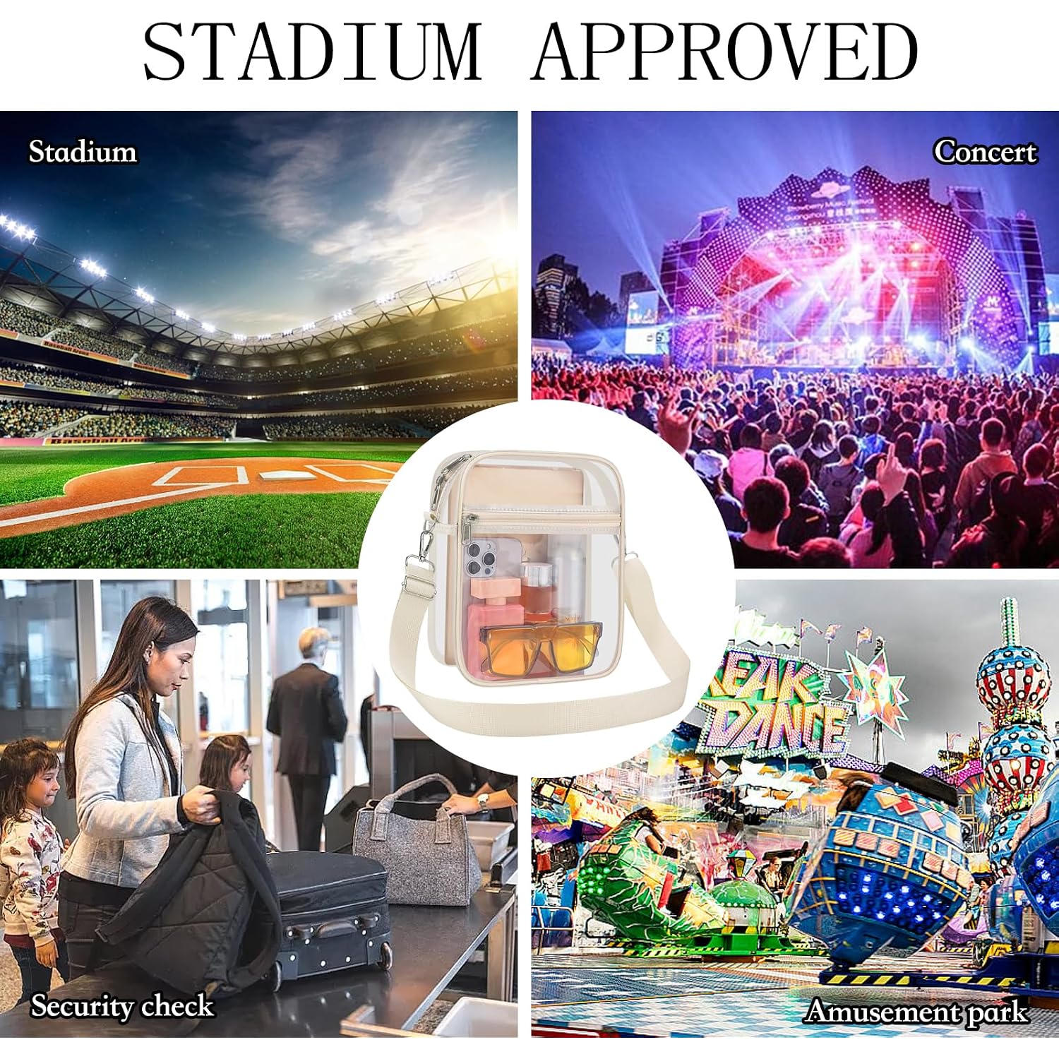 Clear Purse Stadium Transparent Messenger Bag Stadium Approved For Men And Women Clear Crossbody Bag