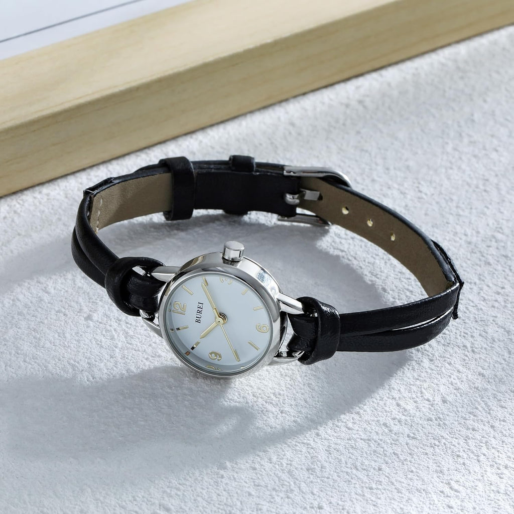 BUREI Women's Brown Leather Strap Watch Small Dial Waterproof Quartz Watch,Mothers Day Gifts for Mom