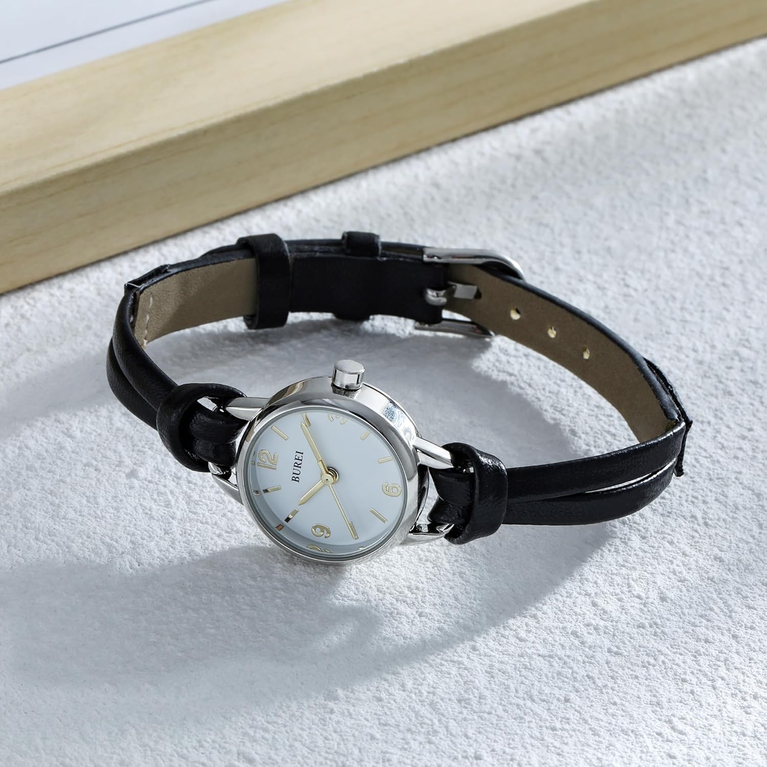 BUREI Women's Brown Leather Strap Watch Small Dial Waterproof Quartz Watch,Mothers Day Gifts for Mom