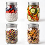 Yingerhuan Glass Regular Mouth Mason Jars, 16 Oz Clear Glass Jars With Silver Metal Lids For Sealing, Canning Jars For Food Storage, Overnight Oats, Dry Food, Snacks, Candies, Diy Projects (4Pack)