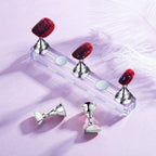 Blulu 2 Sets Nail Stand Press on Nail Holder Magnetic Fake Nails Holder Acrylic Nails Display Practice for Painting Art for False Fingernail Manicure Tool Home DIY Salon Supplies(Silver)