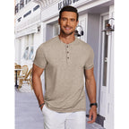 Coofandy Men'S Henley Shirts Short Sleeve Casual Basic Tee Summer Button Henley Soild T Shirts