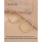 Silver Hoops Earrings for Women Hypoallergenic 925 Sterling Silver 14K Gold Plated Hoop Earrings Lightweight Large Thick Hollow Tube Hoop Earrings 30/40/50/60MM