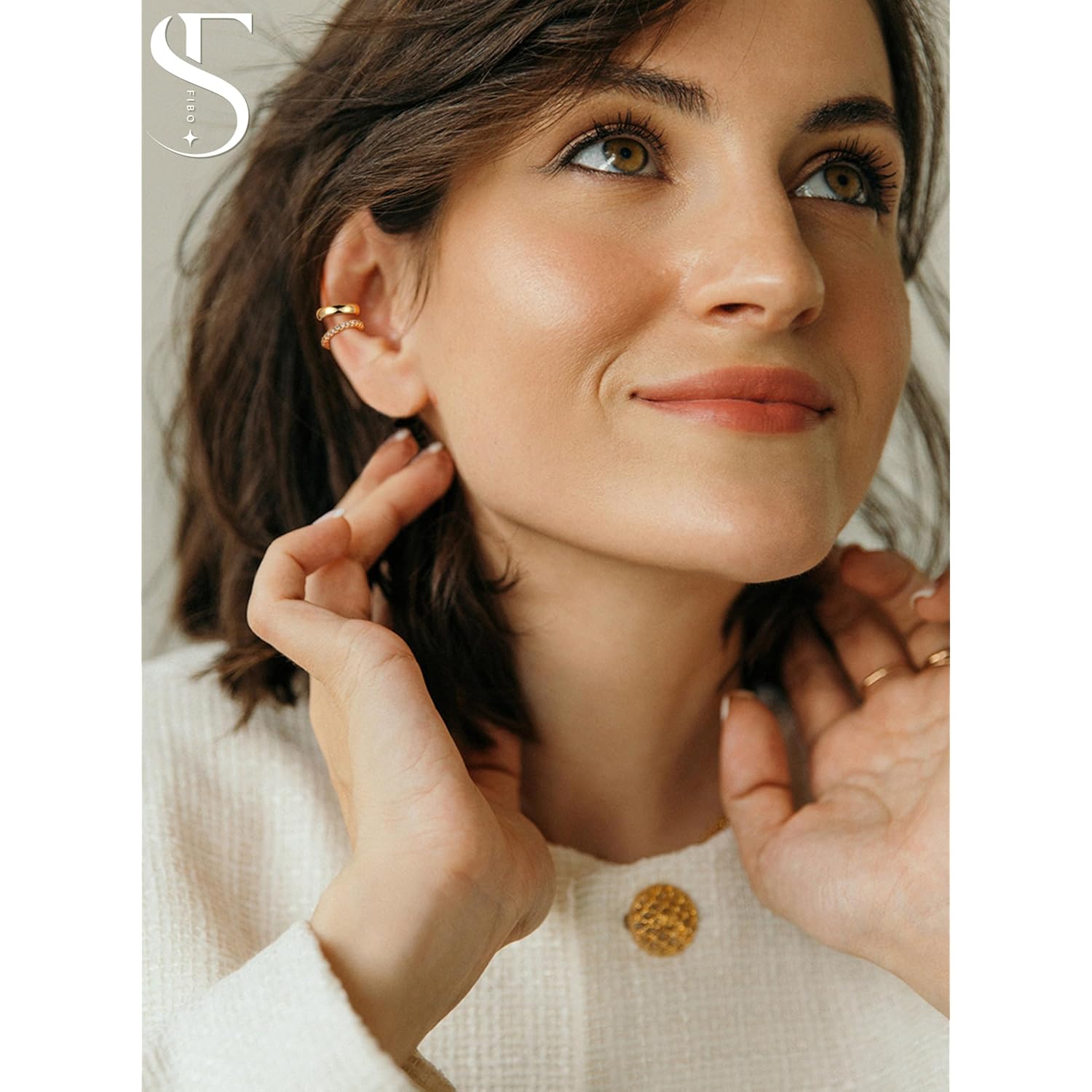 𝟒𝐏𝐚𝐢𝐫𝐬 14K Gold Plated Ear Cuff Earrings for Women Non Piercing - Hypoallergenic Ear Cuffs 14K Silver/Gold Plated Non Tarnish Clip on Cartilage Earrings Fake Earring Set Trendy Jewelry