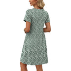 Ofeefan Spring Dresses For Women 2026 Short Sleeve Crew Neck Casual Dresses Empire Waist Maternity Dress With Pockets