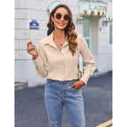 Women's Button Down Shirts Long Sleeve Dress Shirt Slim Fitted Work Tops Collared Dressy Casual Business Blouses