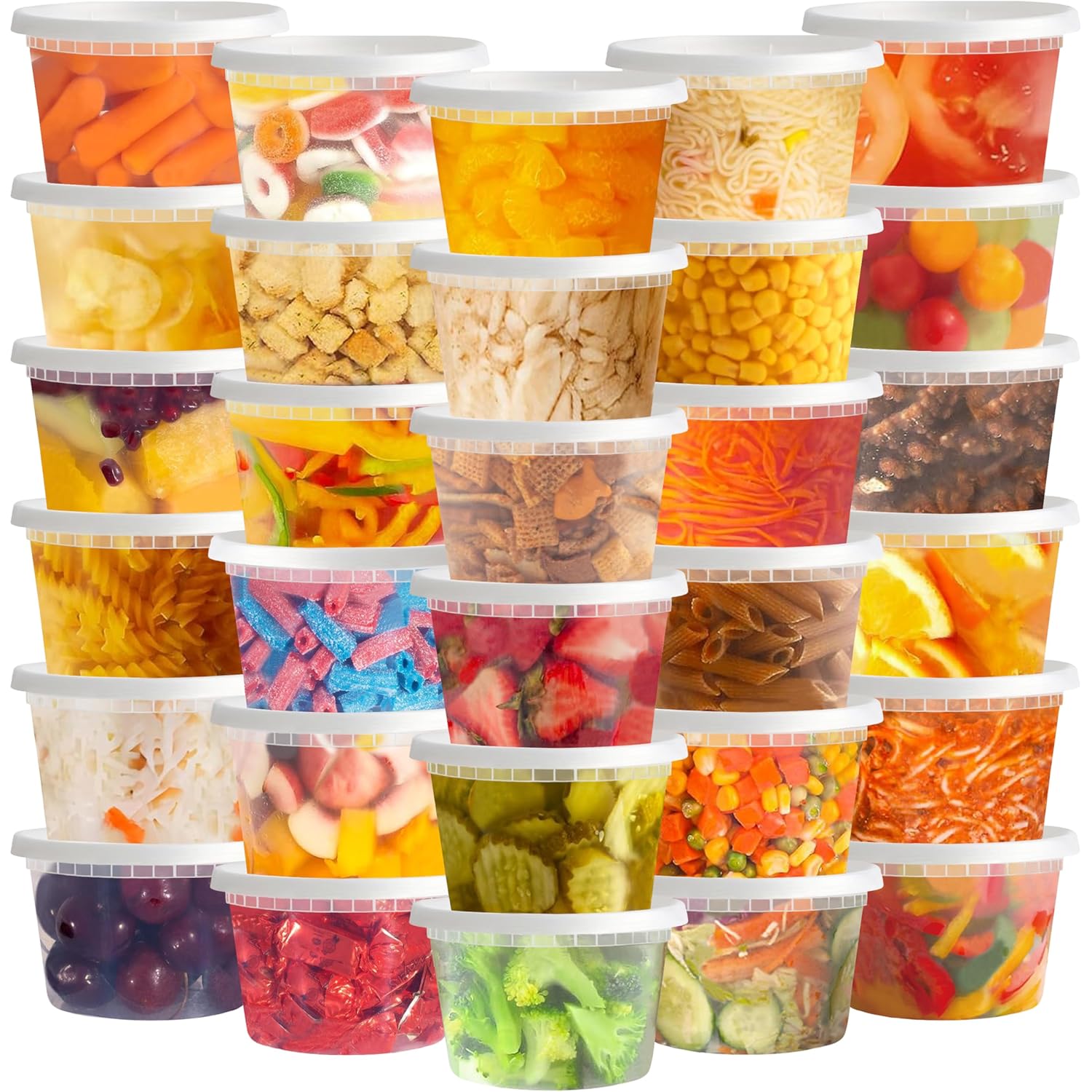 TashiBox 50 Sets 16 Oz Plastic Deli Containers with Lids - Food Storage Containers with Lids - Clear Airtight Meal Prep Containers, BPA Free, Stackable, Leakproof, Microwave and Freezer Safe