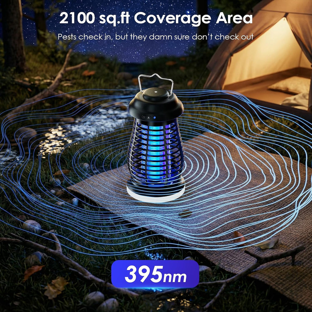 Bug Zapper Outdoor & Indoor,Cordless Portable Mosquito Zapper With Rechargeable 4800Mah Battery & Auto On/Off,Mosquito Repellent Outdoor Patio,Electric Fly Trap For Camping,Kitchen,Backyard,Patio