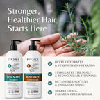Rosemary Oil Shampoo & Conditioner Set With Biotin & Spirulina For Thinning Hair, Anti-Hair Loss & Strengthening Botanical Formula, Women & Men, Sulfate-Free