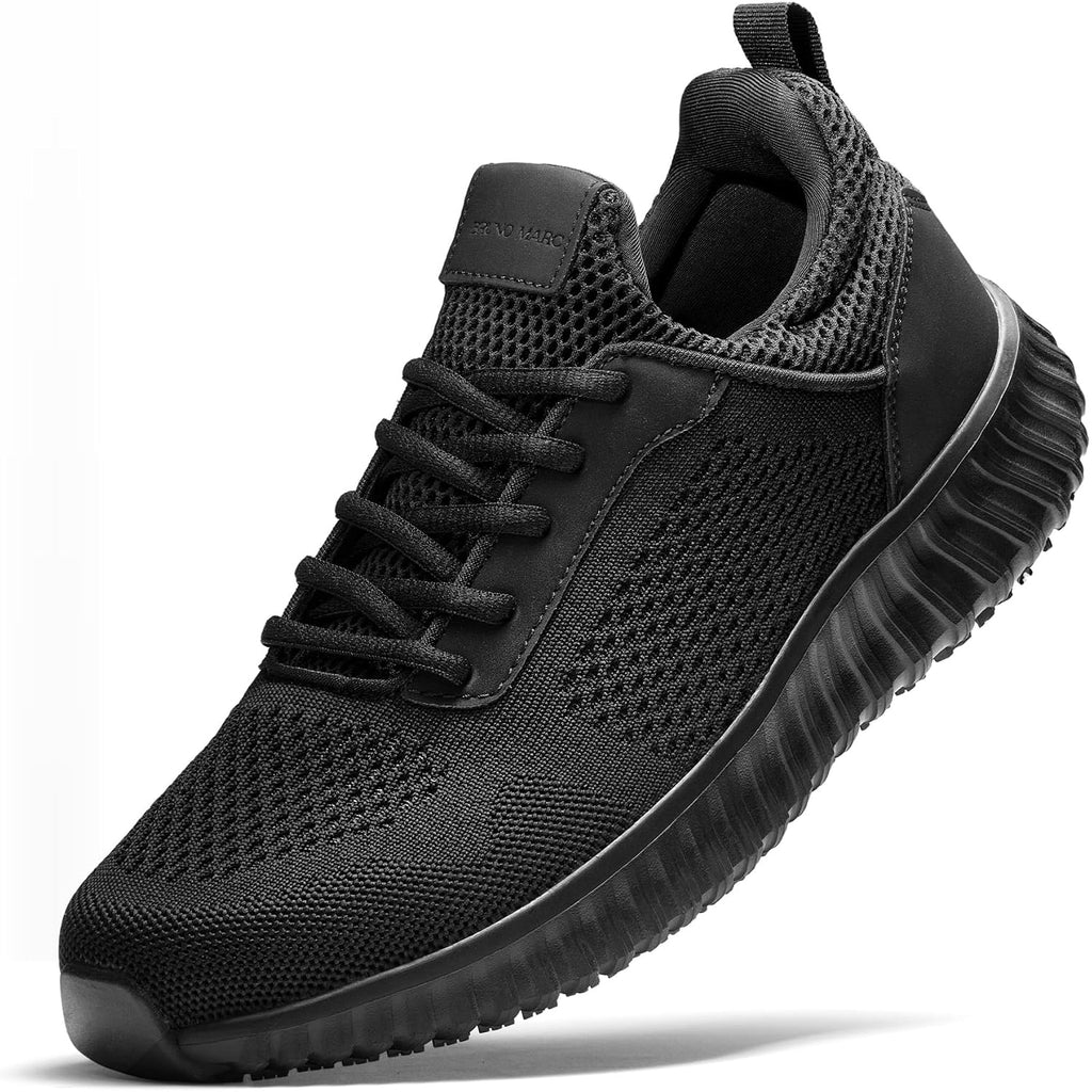 Bruno Marc Men'S Non Slip Work Shoes Walking Zapatos Trabajo Black & Lightweight Sneakers Food Service Chef Kitchen Restaurant