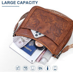 Crossbody Bags For Women,Vegan Leather Crossbody Purse With Adjustable Strap Embossed Flower Women'S Shoulder Handbags | Medium
