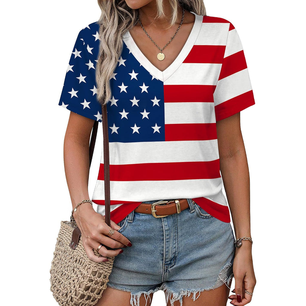 Alaroo Womens Summer Tops 2026 V Neck Short Sleeve Shirts Trendy Dressy Casual Vacation Outfits Printed