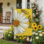 Summer Garden Flag Daisy Double Sided 12X18 Inches Small Burlap Seasonal Welcome Yard Porch Decoration For Outside (Yellow)