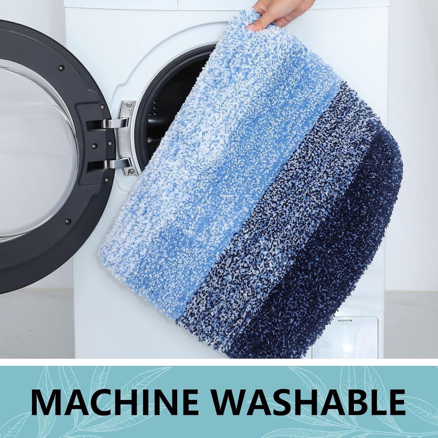 Arotive Microfiber Bathroom Rugs, Shaggy Soft and Absorbent Bath Rug, Non-Slip, Thick Plush Machine Washable Dry Bath Mats for Bathroom, Tub and Shower, 24x16, Blue, Rectangular