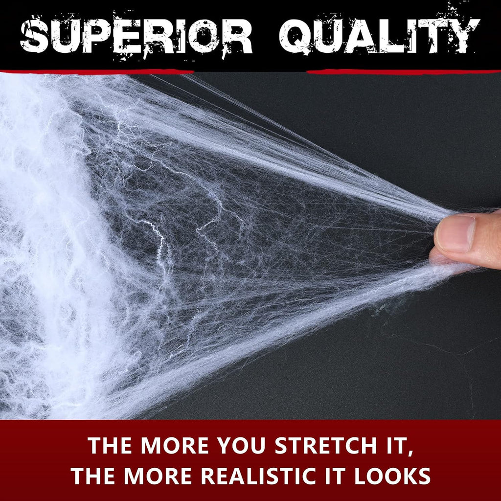Zpisf 1400 Sqft Halloween Spider Webs Decorations With 150 Extra Fake Spiders, Super Stretchy Cobwebs For Halloween Decor Indoor And Outdoor