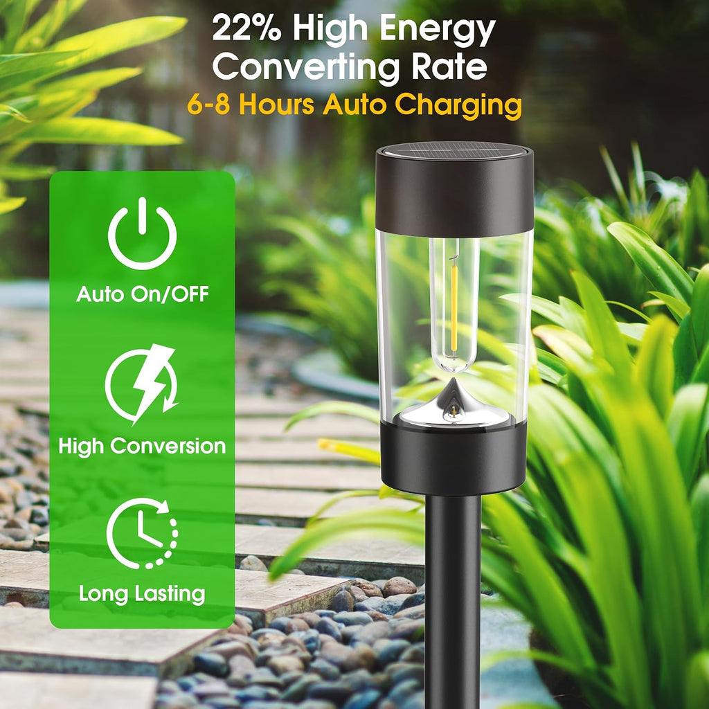Solar Lights Outdoor, 12 Pack Waterproof Solar Landscape Lighting For Pathway Garden Yard Path Walkway Driveway Lawn Patio Outside Decor, Warm White