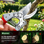 Kynup 8.6" Professional Pruning Shears For Gardening, Sk5 Stainless Steel Garden Hand Pruners For Heavy Duty Clean Cuts 4X Easier, Garden Scissors For Arthritis Left Handed, Secure Safety Lock