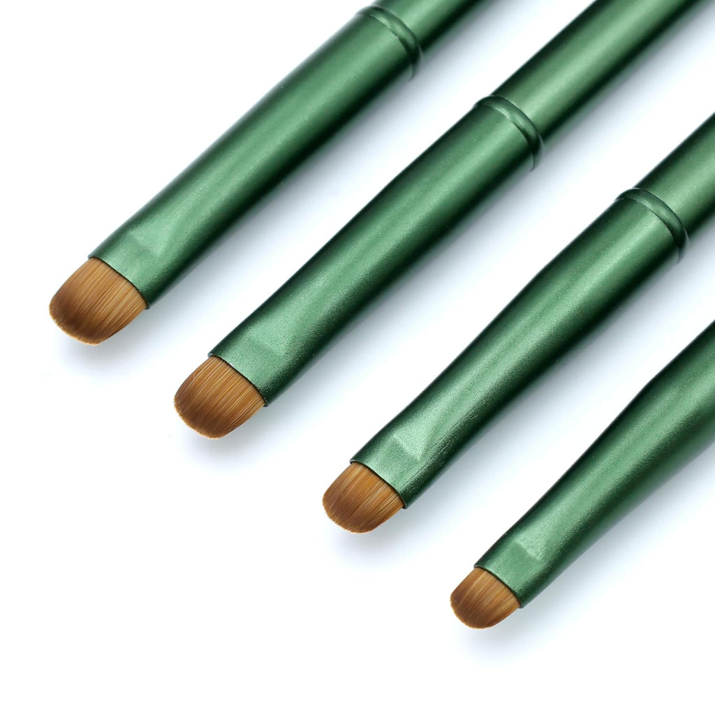 4pcs Matte Green Metal French Nail Brush | Professional French Tip Brush | Nail Clean Up Brush (#10,#12,#14,#16) (Matte Green)